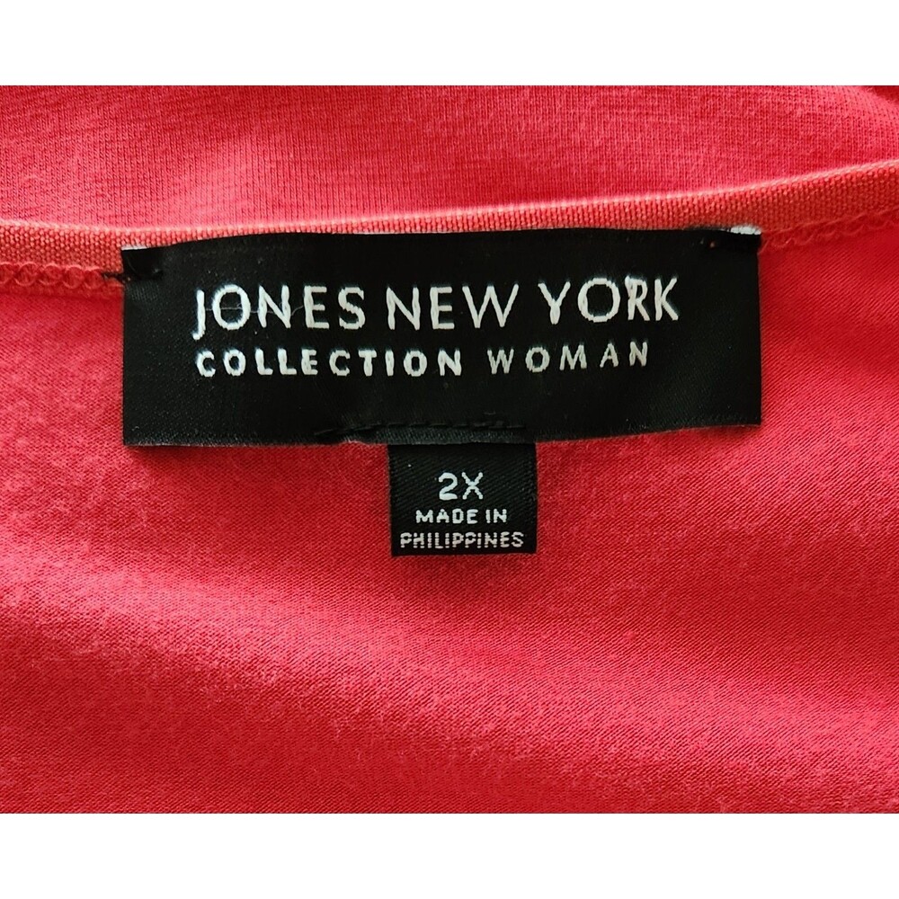 Jones New York Woman's Tank Top Size 2X Tomato Red Summer Easy Care Scoop Neck - Picture 3 of 4